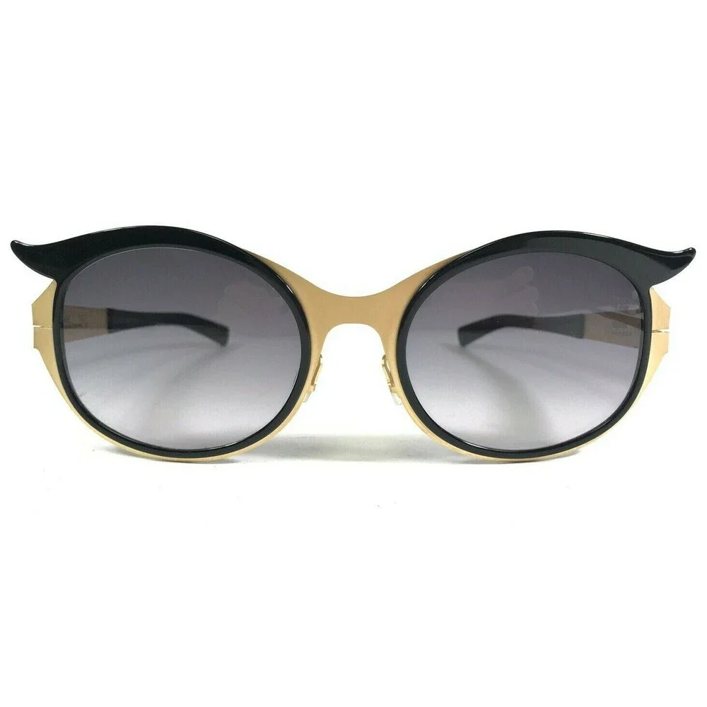 Myfrost Sunglasses BABE C0211 Black Gold Round Frames with Purple Lenses